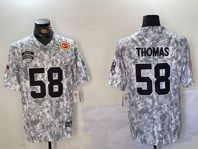 Men Kansas City Chiefs #58 Thomas Nike Arctic Camo 2024 Salute to Service Limited NFL Jersey style 2